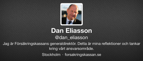 Dan Eliassons Twitterprofil