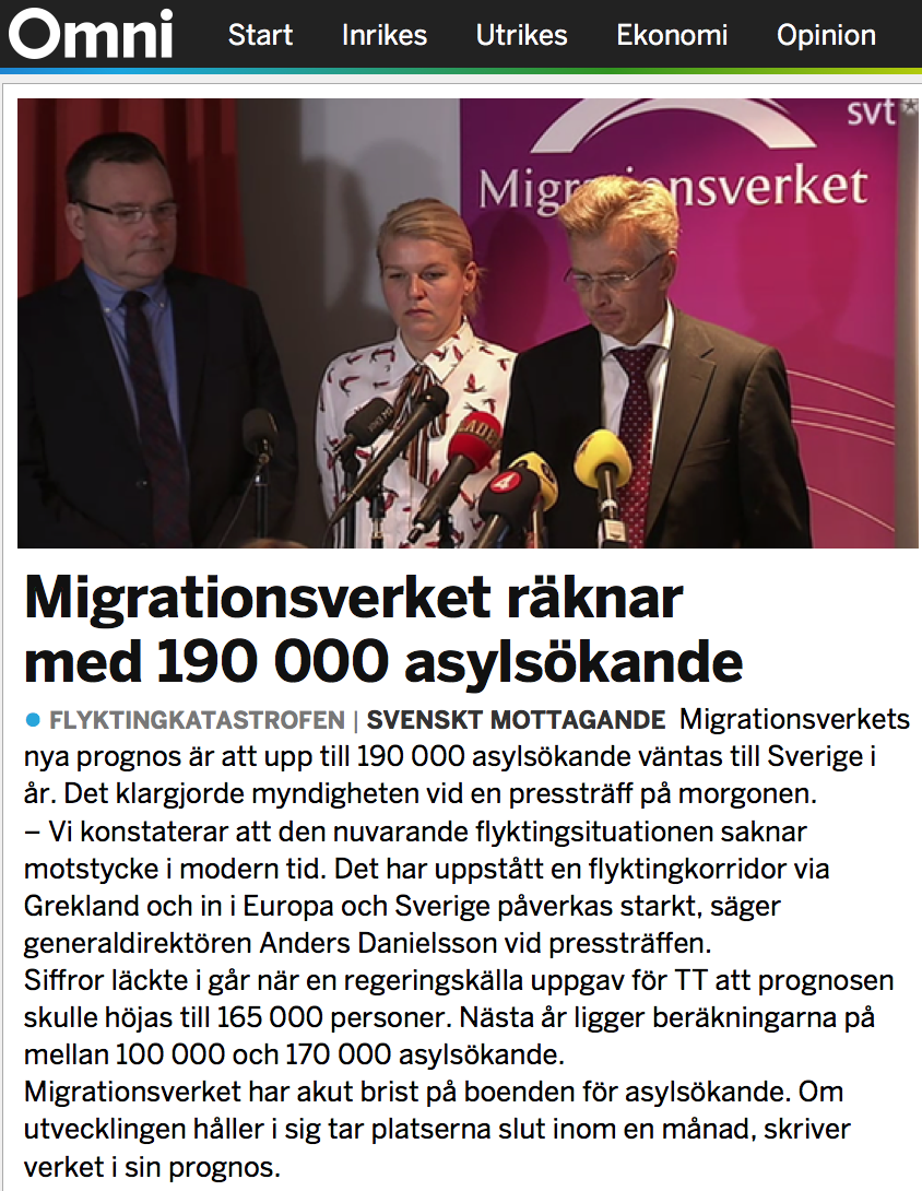 MIG räknar med 190.000 asylsök 22.10 2015 Omni