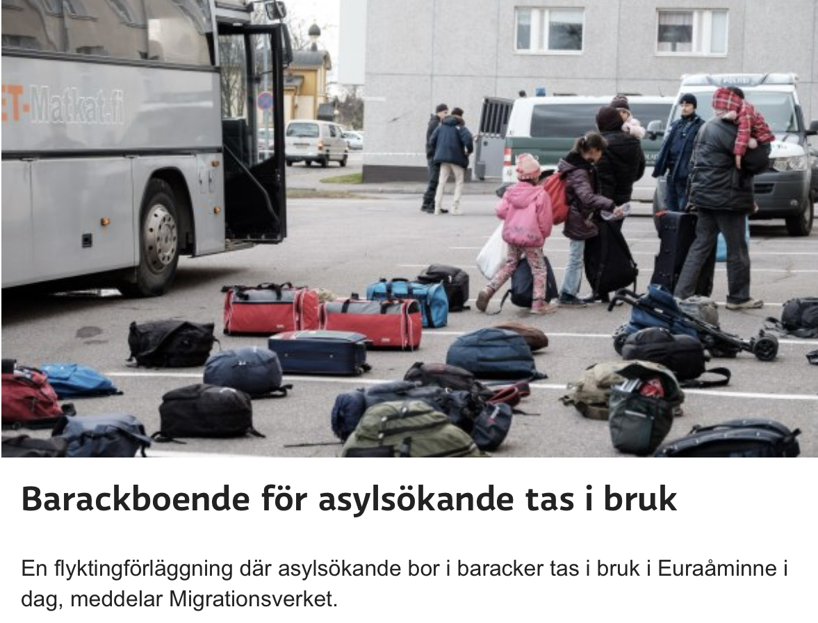 Barackboende för asylsökande i Euraåminne Hbl 13.11 2015