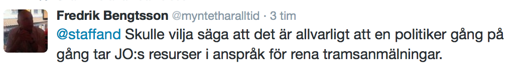 Fredrik Bengtssons tweet 16.3 2016