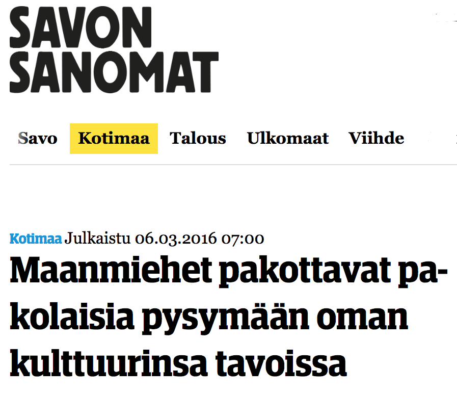 Maanmiehet pakottavat Savon Sanomat 6.3 2016