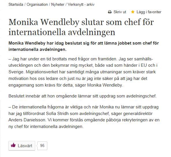 Monika Wendleby slutar på MIG
